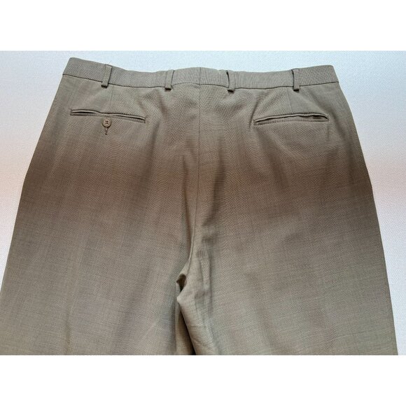 Stafford Men's Washable Wardrobe Wool Dress Pants Pleated Front Size 40x32 Khaki - Picture 9 of 10